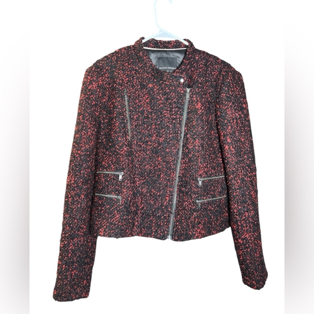 Banana Republic Black and Red Tweed Blazer